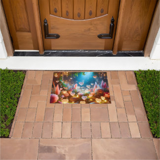 Magical Glowing Flowers Heart Garden  Doormat