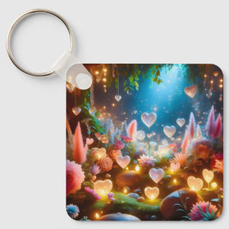 Magical Glowing Flowers Heart Garden  Keychain