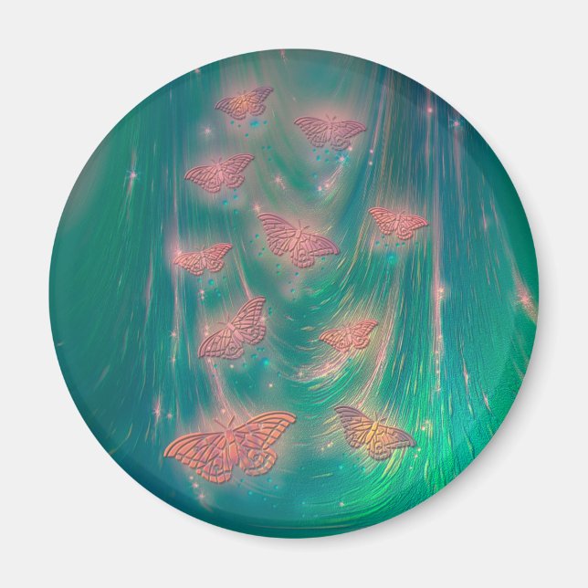 Magical Glowing Moths Fantasy Art Magnet (Front)