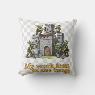 Magical gnome castle fantasy design throw pillow