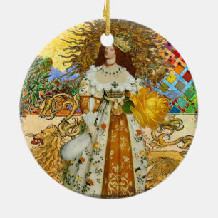 Magical Golden Princess Leo Renaissance Woman Ceramic Ornament