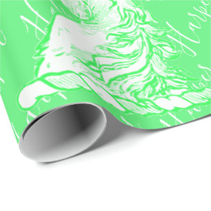Magical Green Unicorn Pattern Custom Name Harper Wrapping Paper