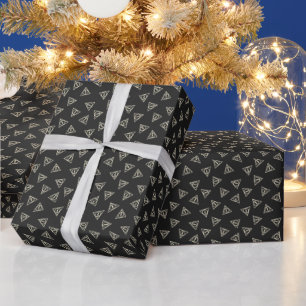 Magical Grey Yellow Triangle Circle Wand Symbol Wrapping Paper