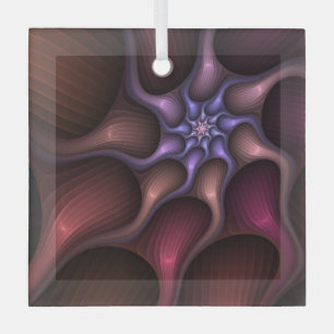 Magical Growth Modern Abstract Colourful Fractal Glass Ornament