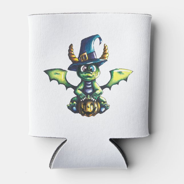 Magical Halloween Dragon Design Can Cooler (Front)