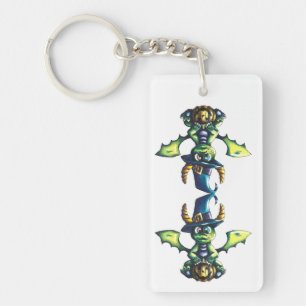 Magical Halloween Dragon Design Keychain