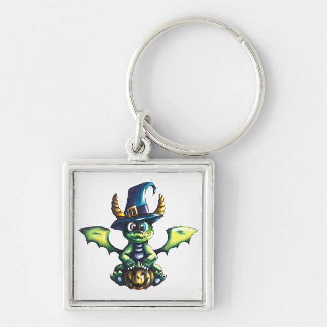 Magical Halloween Dragon Design Keychain (Front)