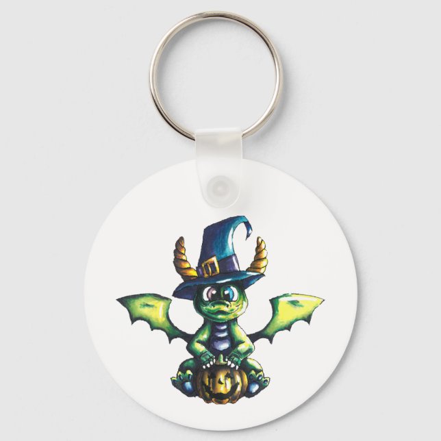 Magical Halloween Dragon Design Keychain (Front)