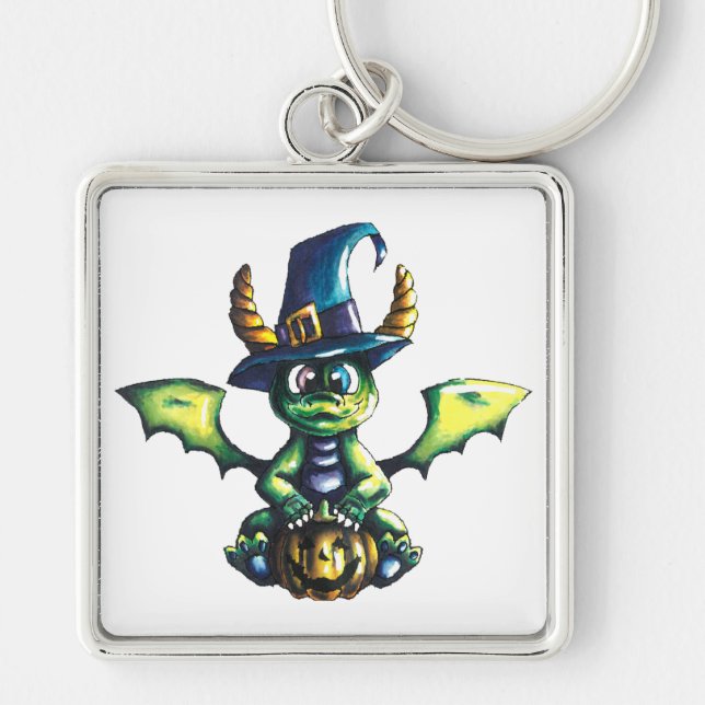 Magical Halloween Dragon Design Keychain (Front)