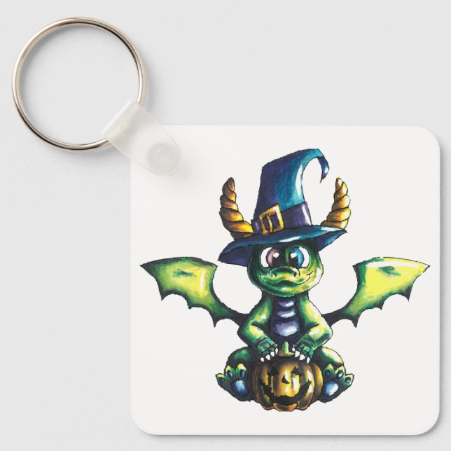 Magical Halloween Dragon Design Keychain (Front)