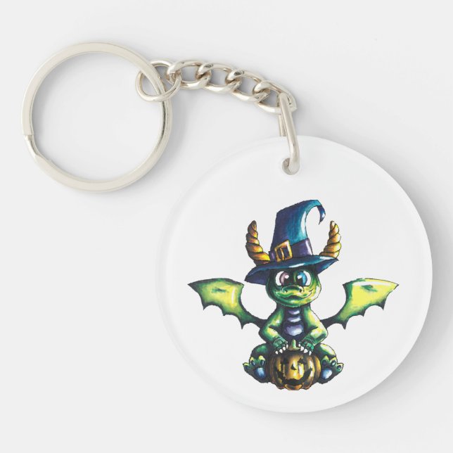 Magical Halloween Dragon Design Keychain (Front)