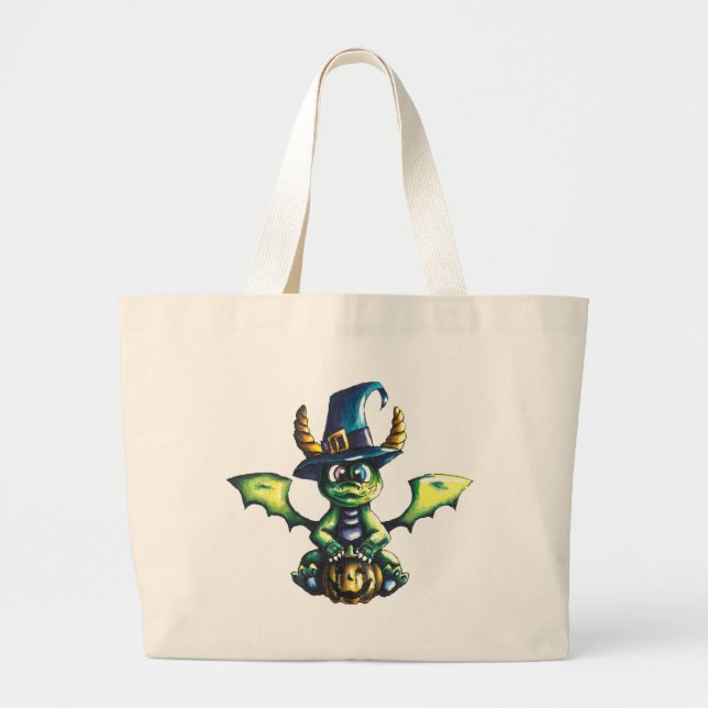 Magical Halloween Dragon Design Large Tote Bag (Front)