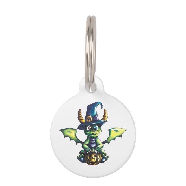 Magical Halloween Dragon Design Pet Tag (Front)