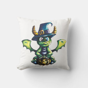 Magical Halloween Dragon Design Throw Pillow
