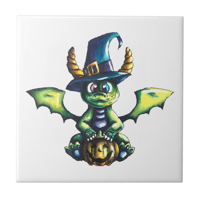 Magical Halloween Dragon Design Tile (Front)