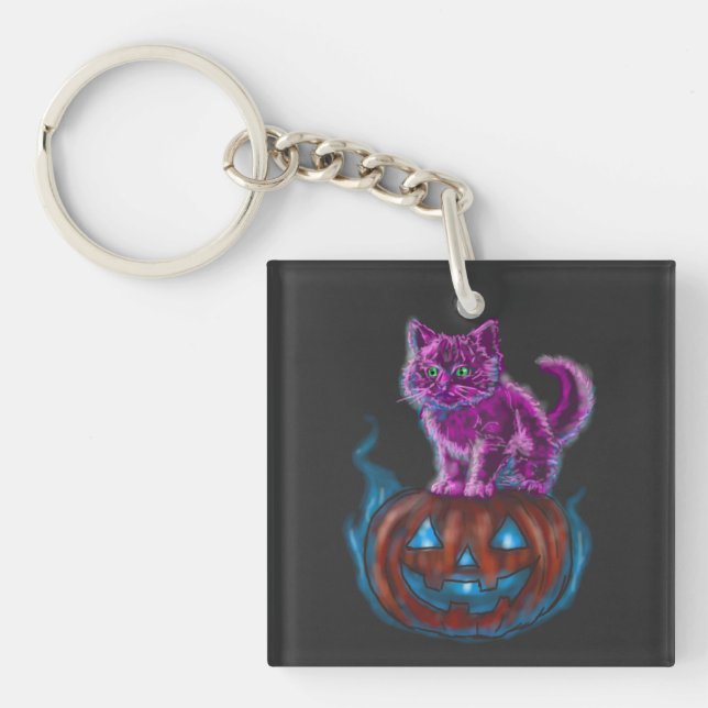 Magical Halloween Kitten Keychain (Front)