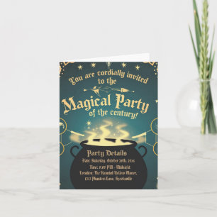 Magical Halloween Party Invitation Cauldron Design