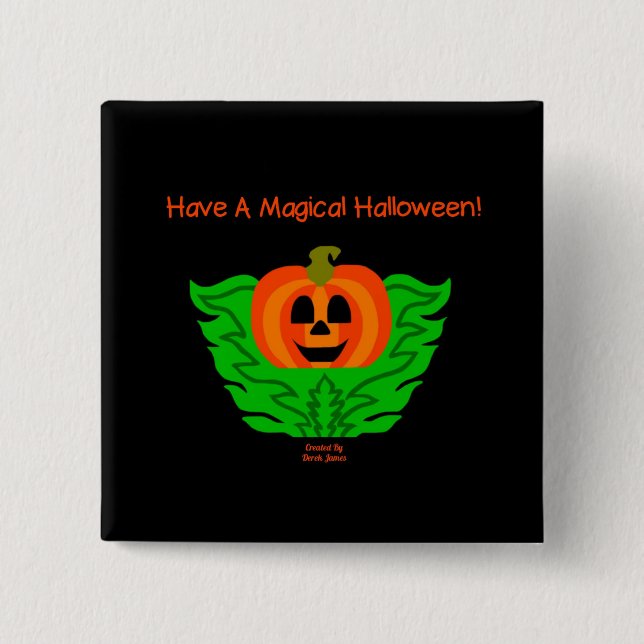 Magical Halloween Pumpkin 2 Inch Square Button (Front)