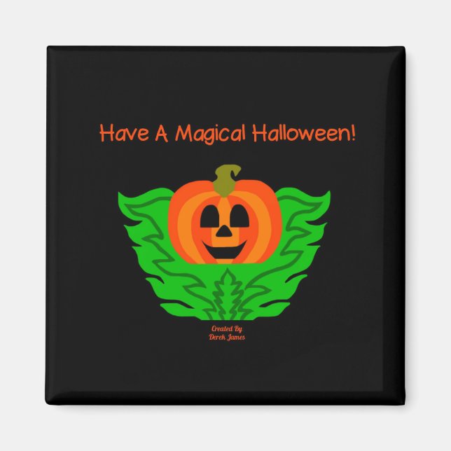 Magical Halloween Pumpkin 2 Inch Square Magnet (Front)