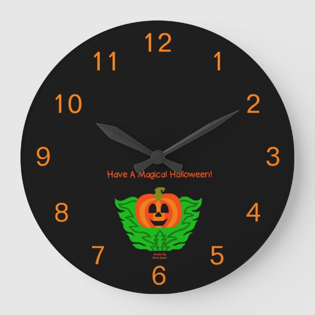 Magical Halloween Pumpkin Acrylic Wall Clock (Front)