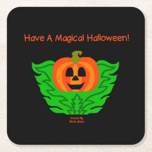 Magical Halloween Pumpkin Paper Coaster