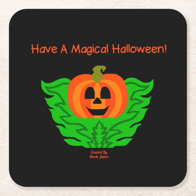 Magical Halloween Pumpkin Paper Coaster (Front)