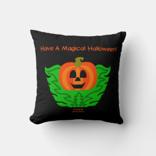 Magical Halloween Pumpkin Square Throw Pillow