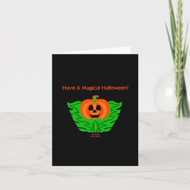 Magical Halloween Pumpkin Vertical Greeting Card (Front)