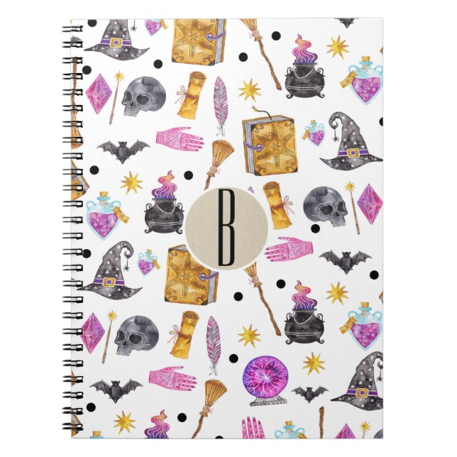 Magical Halloween Watercolor Whimsical Fortune Notebook (Front)