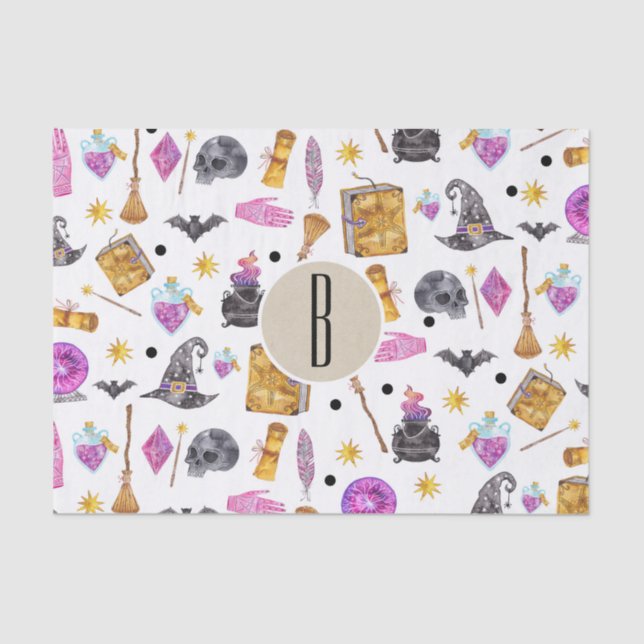 Magical Halloween Watercolor Whimsical Fortune Tissue Paper (Front)