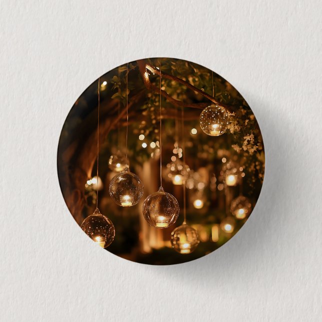 Magical Hanging Glass Lanterns Candle 1 Inch Round Button (Front)