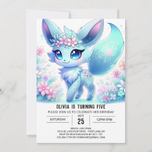 Magical Happy Fox Digital Birthday Invitation