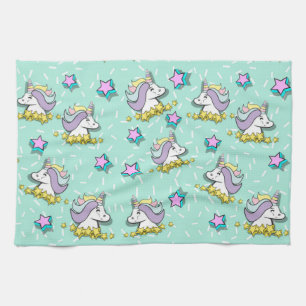 Magical Happy Unicorn And Stars Kitchen Towel