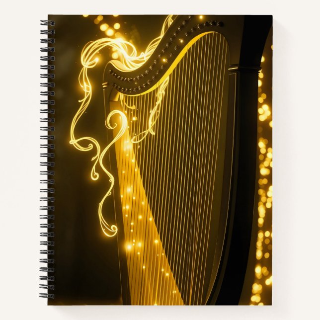 magical harp with golden strings notebook (Front)