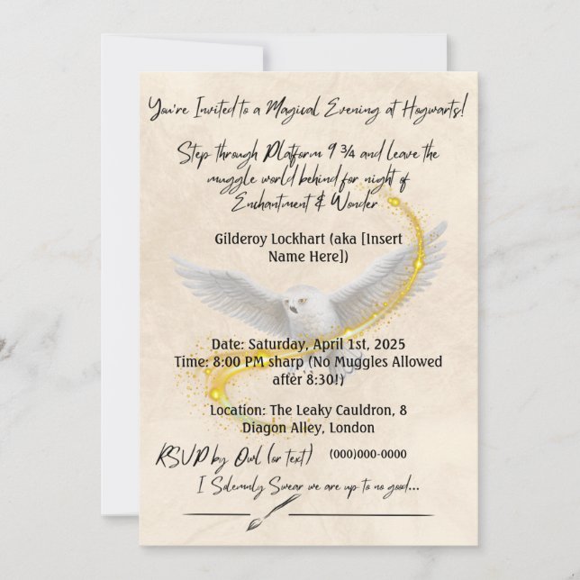 Magical Harry Potter Birthday Invitation – Perfect (Front)
