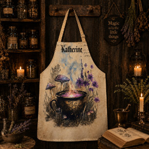 Magical Herbal Cauldron Botanical Apron