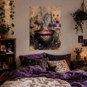 Magical Herbal Cauldron Botanical Poster