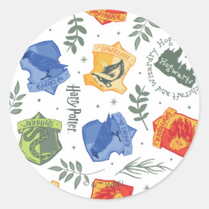 Magical Herbology HOGWARTS™ Houses Pattern Classic Round Sticker