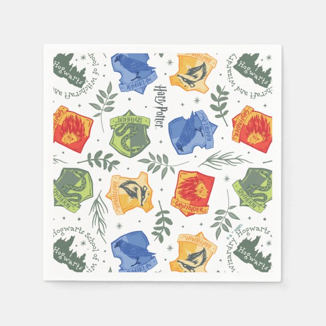 Magical Herbology HOGWARTS™ Houses Pattern Napkin (Front)