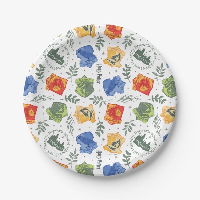 Magical Herbology HOGWARTS™ Houses Pattern Paper Plate (Front)