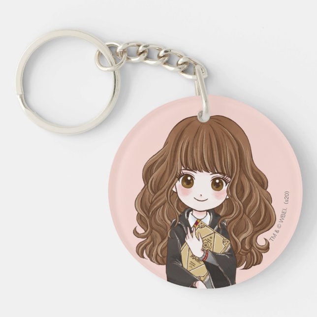 Magical Hermione Granger Watercolor Keychain (Front)
