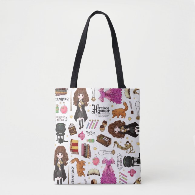 Magical Hermione Granger Watercolor Tote Bag (Front)