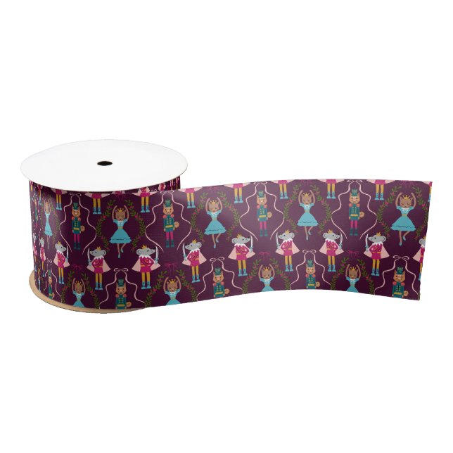 Magical Holiday Nutcracker Pattern Red Satin Ribbon (Spool)