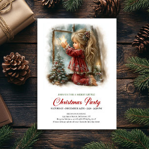 Magical Holiday Scene Girl Cozy Christmas Invites