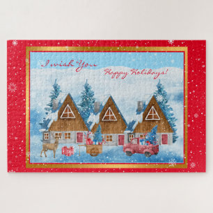 Magical Holiday Winter Landscape Customize Jigsaw Puzzle