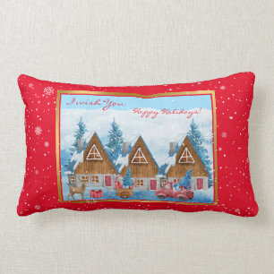 Magical Holiday Winter Landscape Customize Lumbar Pillow