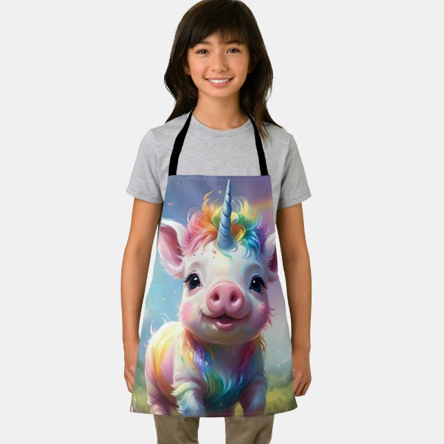 "Magical Hooves: The Rainbow Unicorn Pig" Apron (Insitu)
