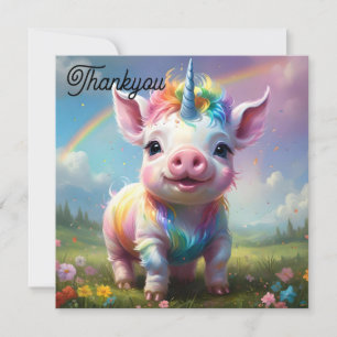 "Magical Hooves: The Rainbow Unicorn Pig" Thank You Card