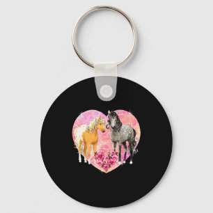 Magical Horse Two Lovers And Flowers - Valentines Keychain