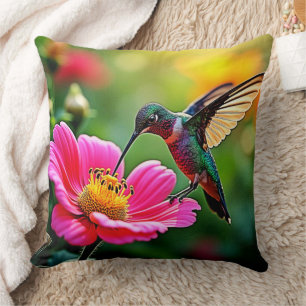 Magical Hummingbird Moments Design Throw Pillow